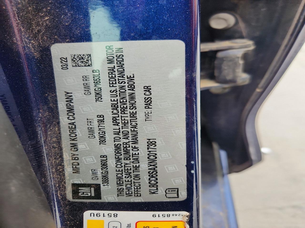 2022 Chevrolet Spark VIN KL8CD6SAXNC017381 photo 12