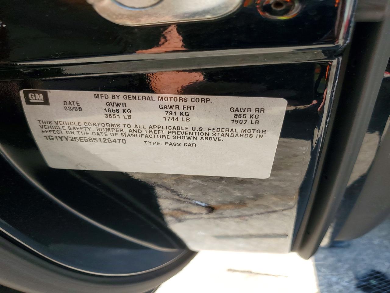 2008 CHEVROLET Corvette VIN 1G1YY26E585126470 photo 12