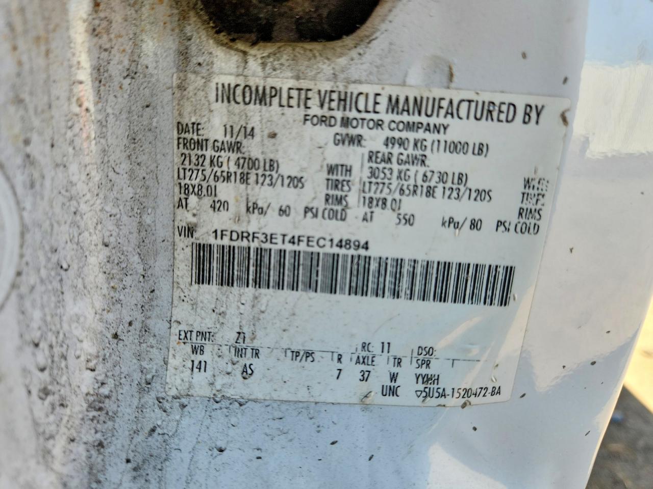 2015 Ford F350 VIN 1FDRF3ET4FEC14894 photo 12