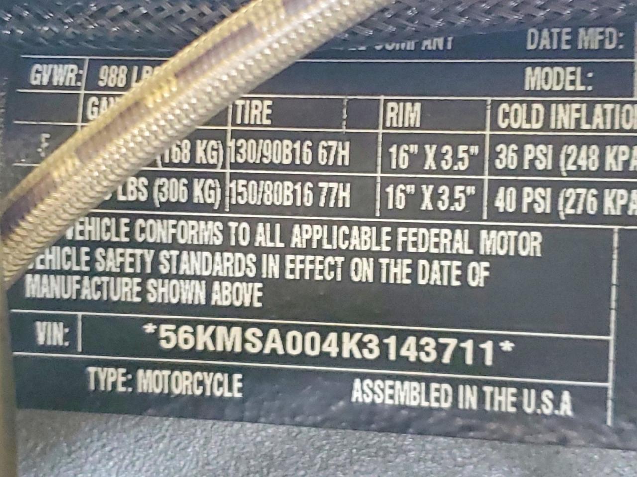 2019 INDIAN Motorcycle VIN 56KMSA004K3143711 photo 9