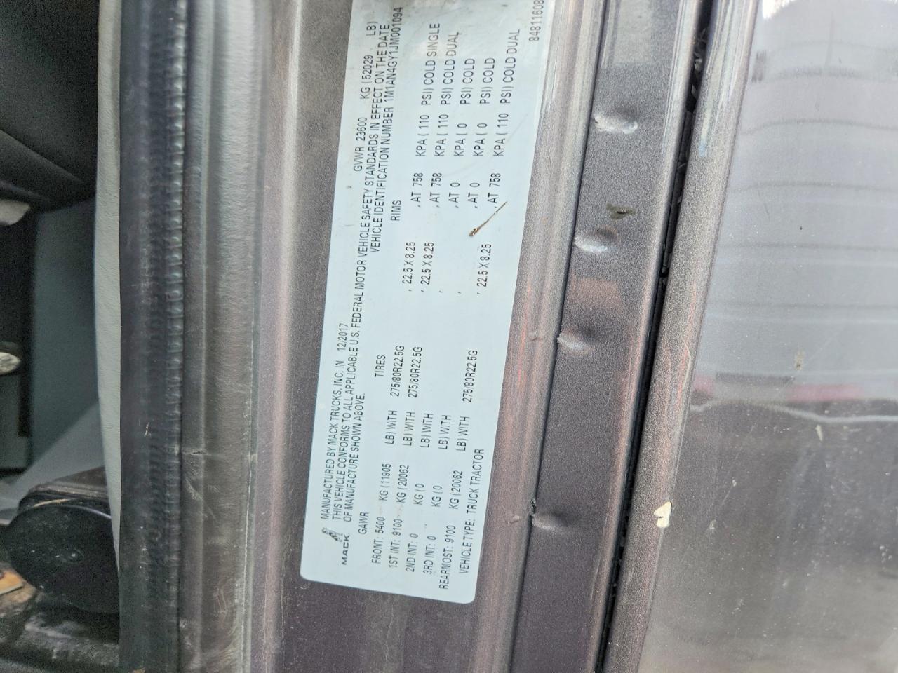 2018 MACK All other VIN 1M1AN4GY1JM001094 photo 10