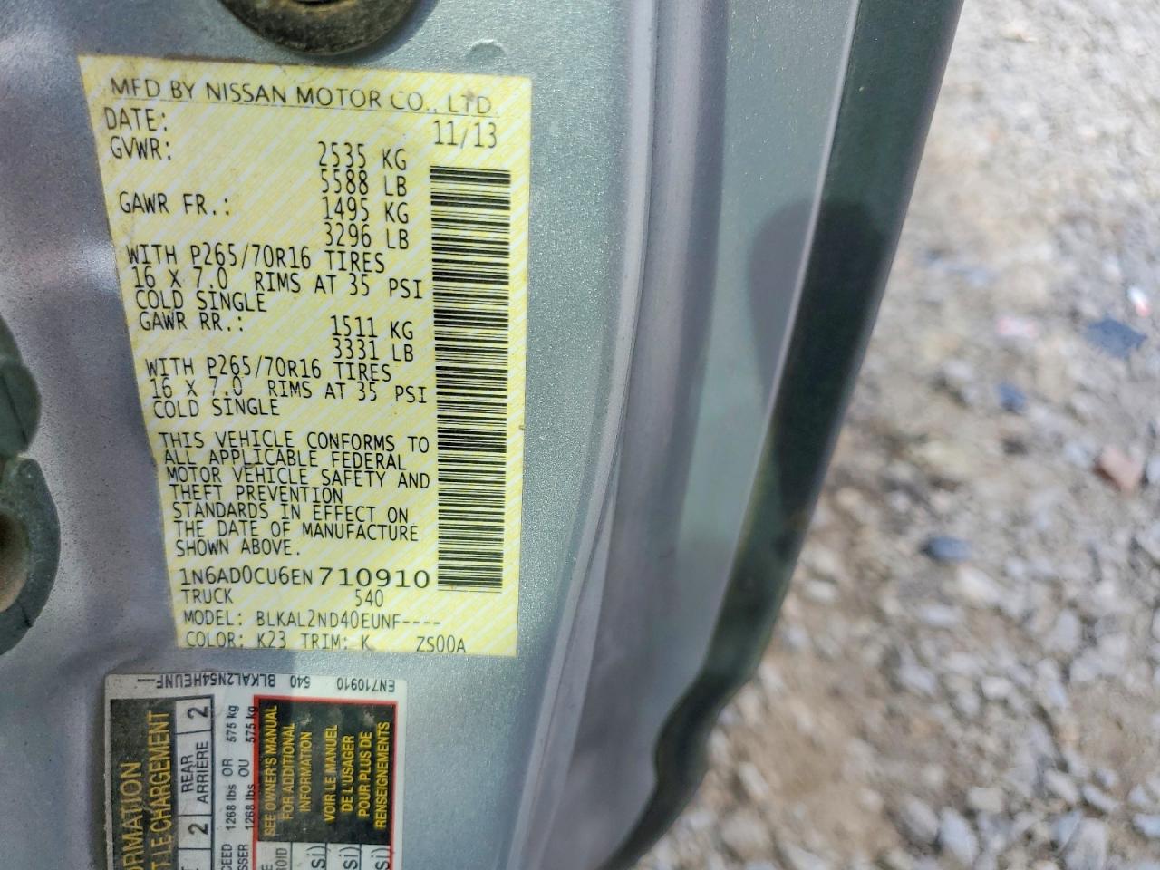 2014 NISSAN Frontier VIN 1N6AD0CU6EN710910 photo 12