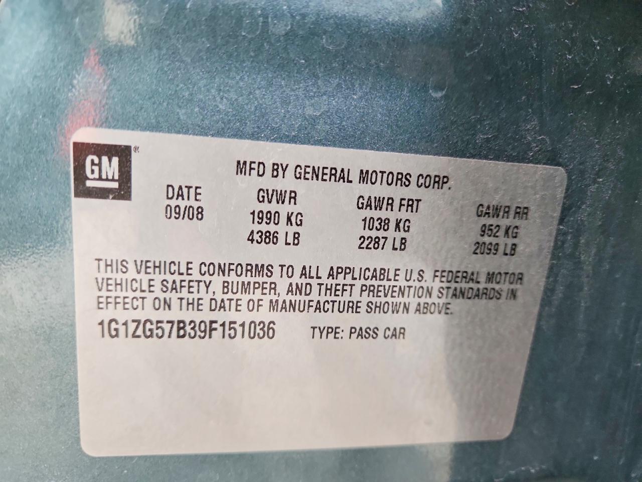 2009 Chevrolet Malibu VIN 1G1ZG57B39F151036 photo 12