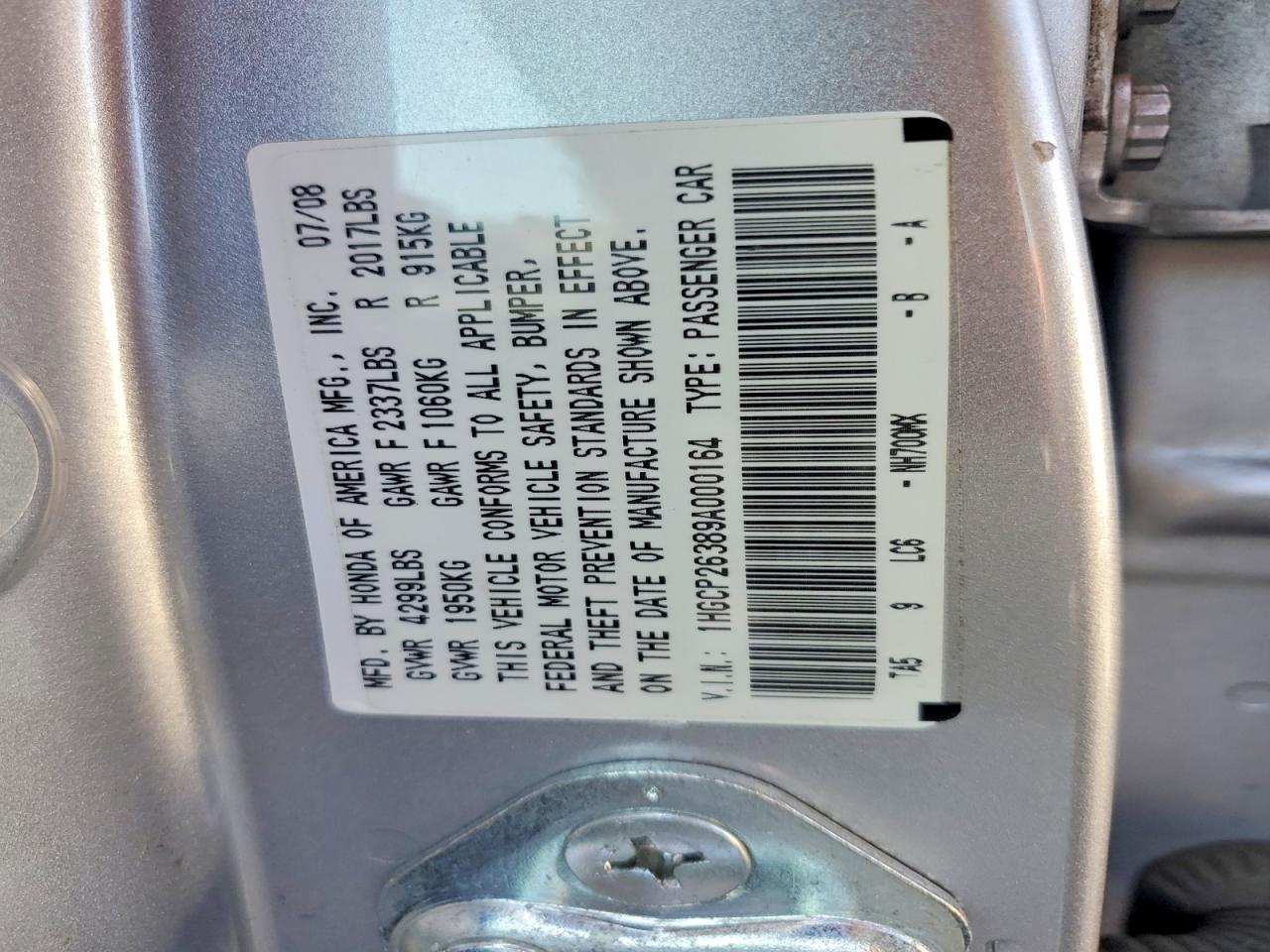 2009 Honda Accord lx VIN 1HGCP26389A000164 photo 12