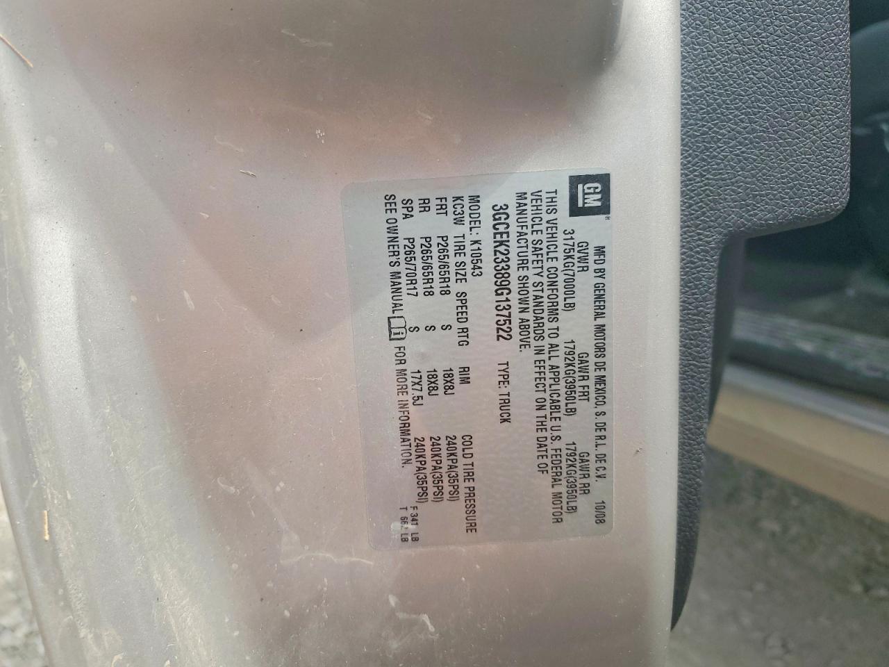 2009 Chevrolet All models VIN 3GCEK23389G137522 photo 12