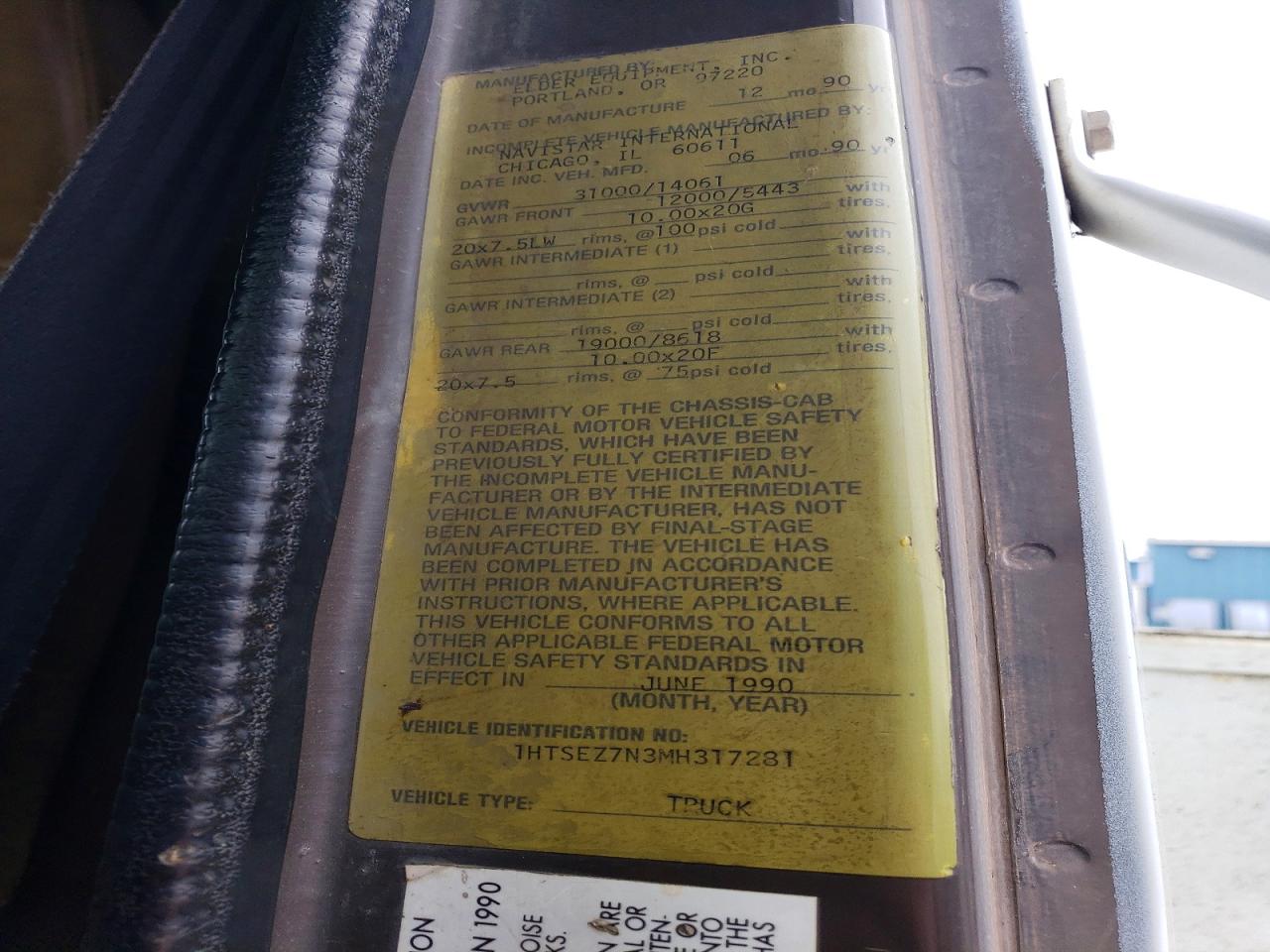 1991 International 4000 serie VIN 1HTSEZ7N3MH317281 photo 12