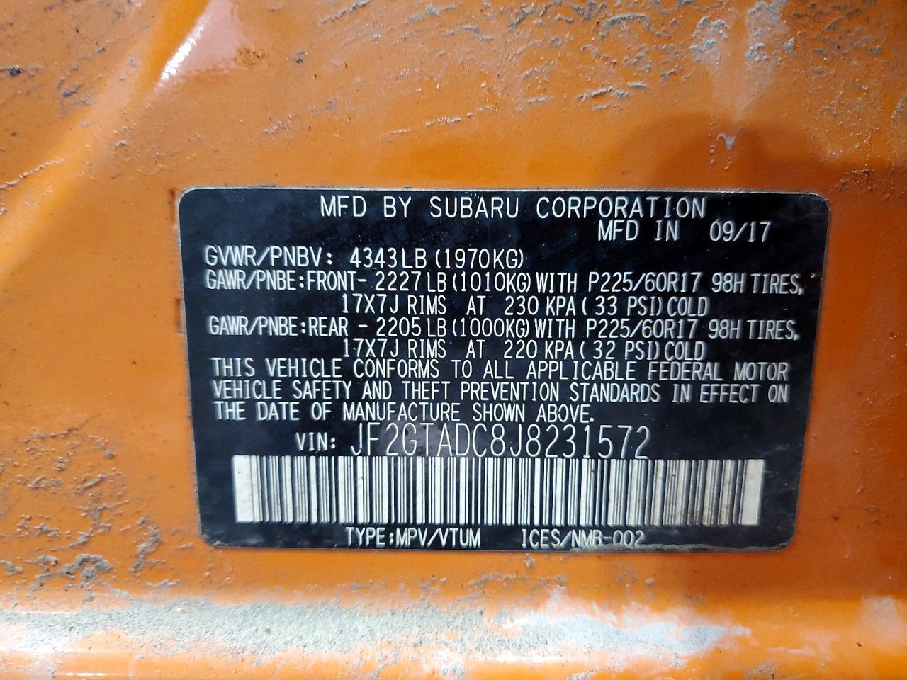 2018 Subaru Crosstrek VIN JF2GTADC8J8231572 photo 12