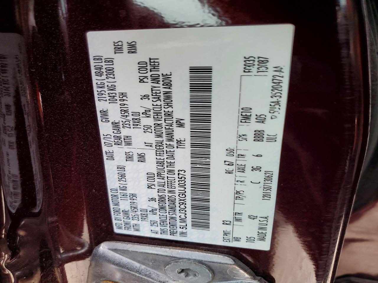 2016 LINCOLN Mkc VIN 5LMCJ3C9XGUJ03573 photo 12