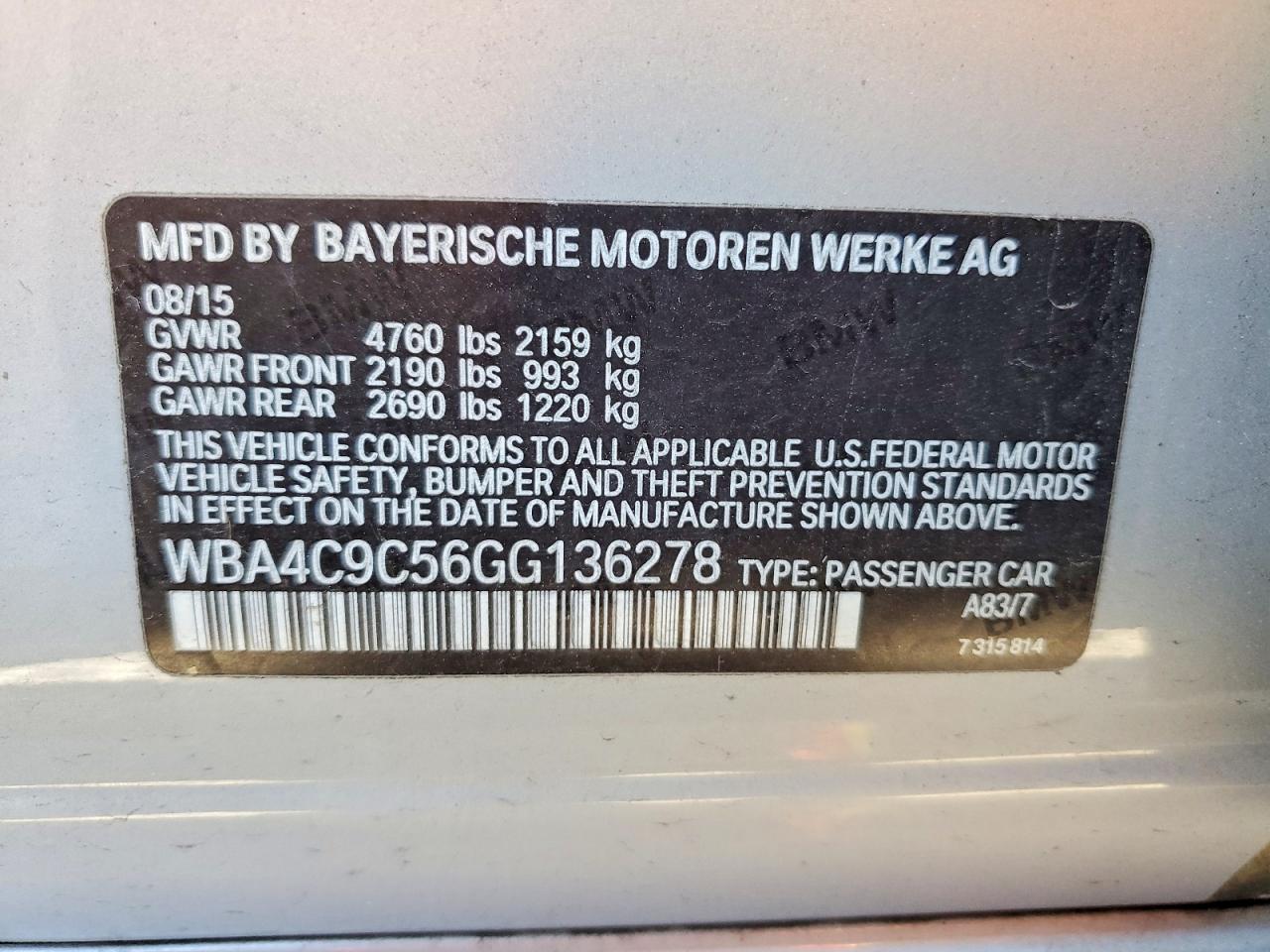 2016 BMW 4 series VIN WBA4C9C56GG136278 photo 12