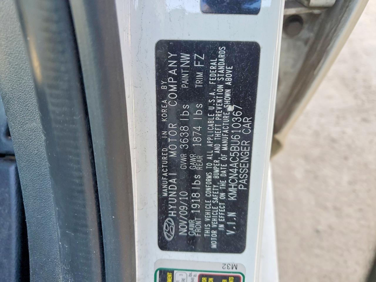 2011 Hyundai Accent VIN KMHCN4AC5BU610367 photo 12