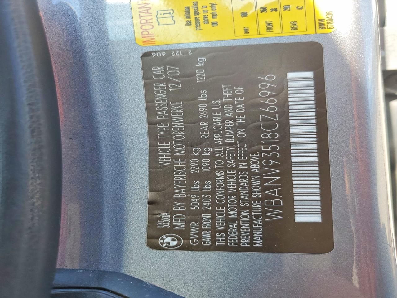 2008 BMW 5 series VIN WBANV93518CZ66996 photo 12