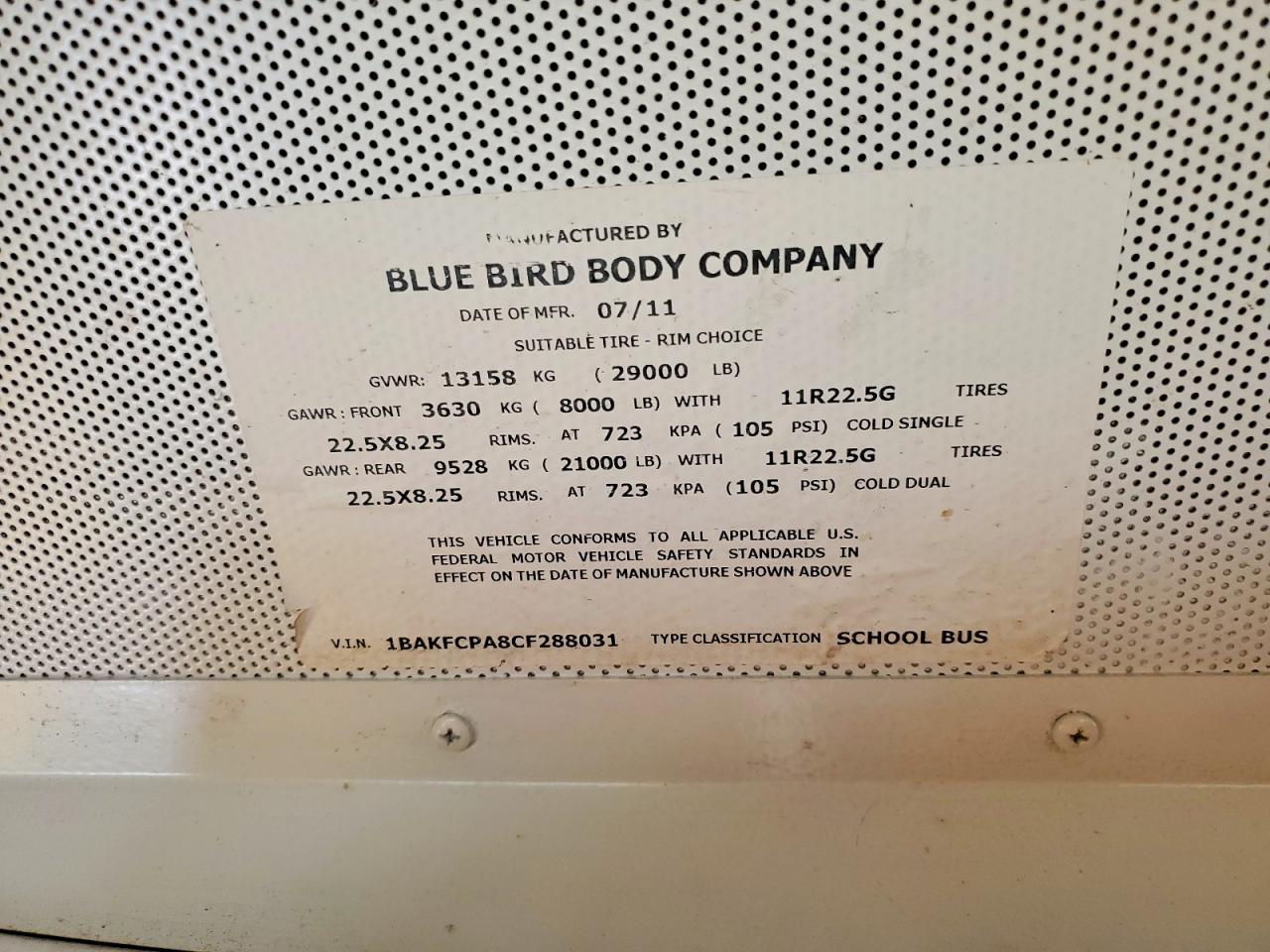 2012 BLUEBIRD All other VIN 1BAKFCPA8CF288031 photo 10