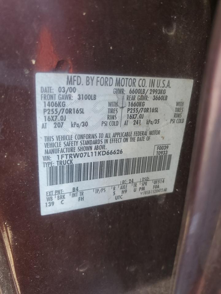 2001 Ford F150 VIN 1FTRW07L11KD66626 photo 12