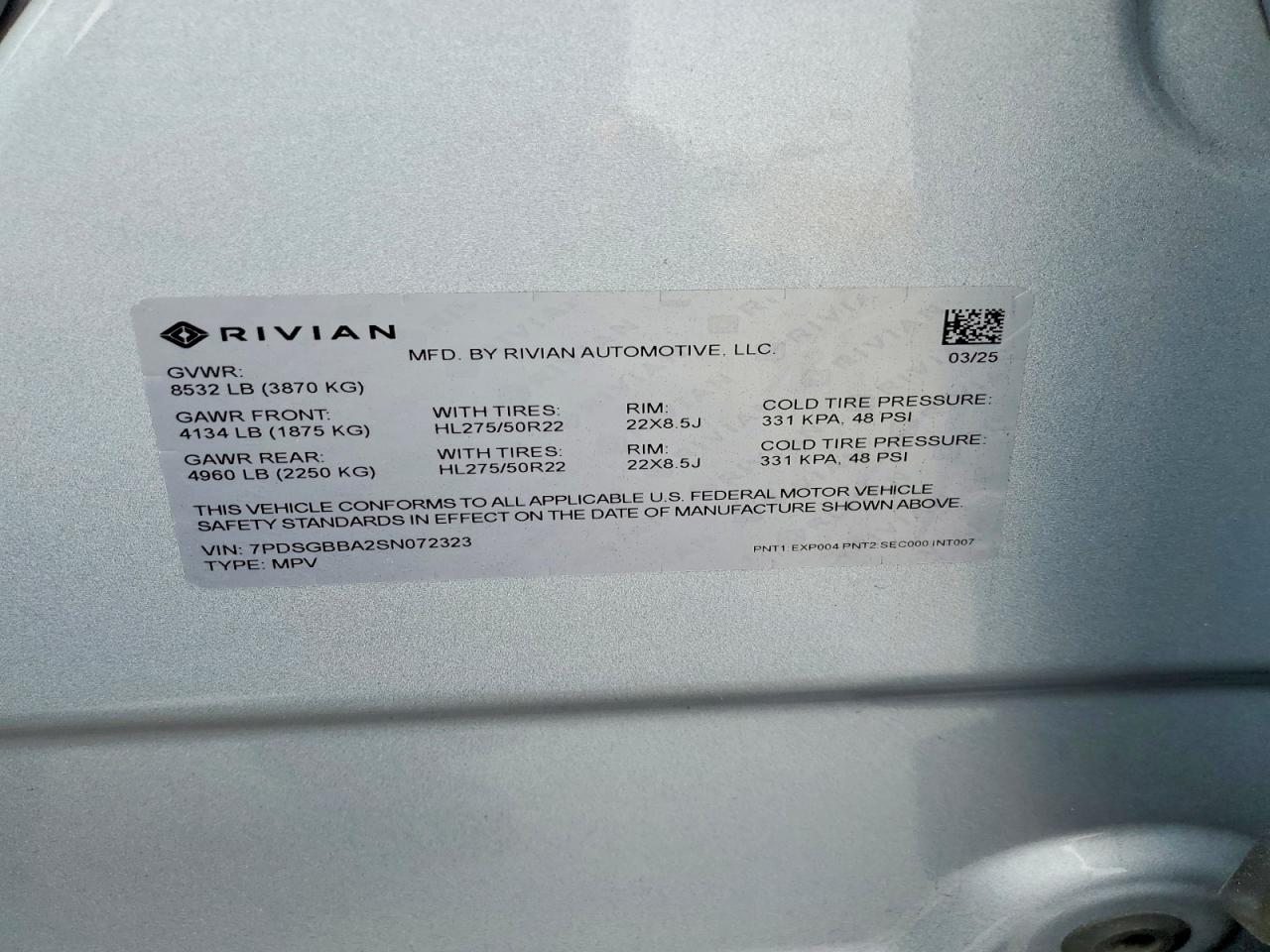 2025 Rivian Ris VIN 7PDSGBBA2SN072323 photo 12