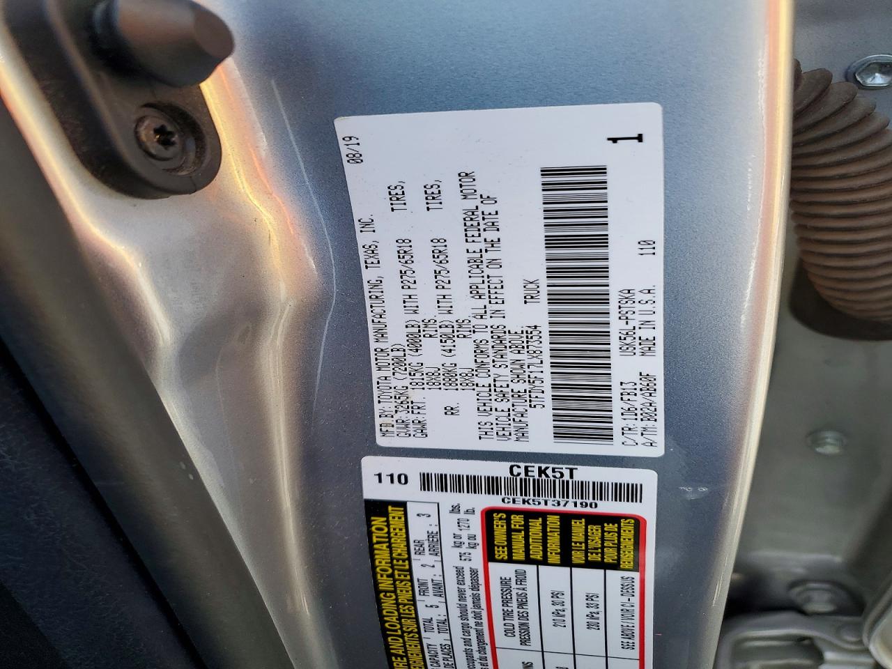 2020 Toyota Tundra VIN 5TFDY5F17LX873554 photo 12