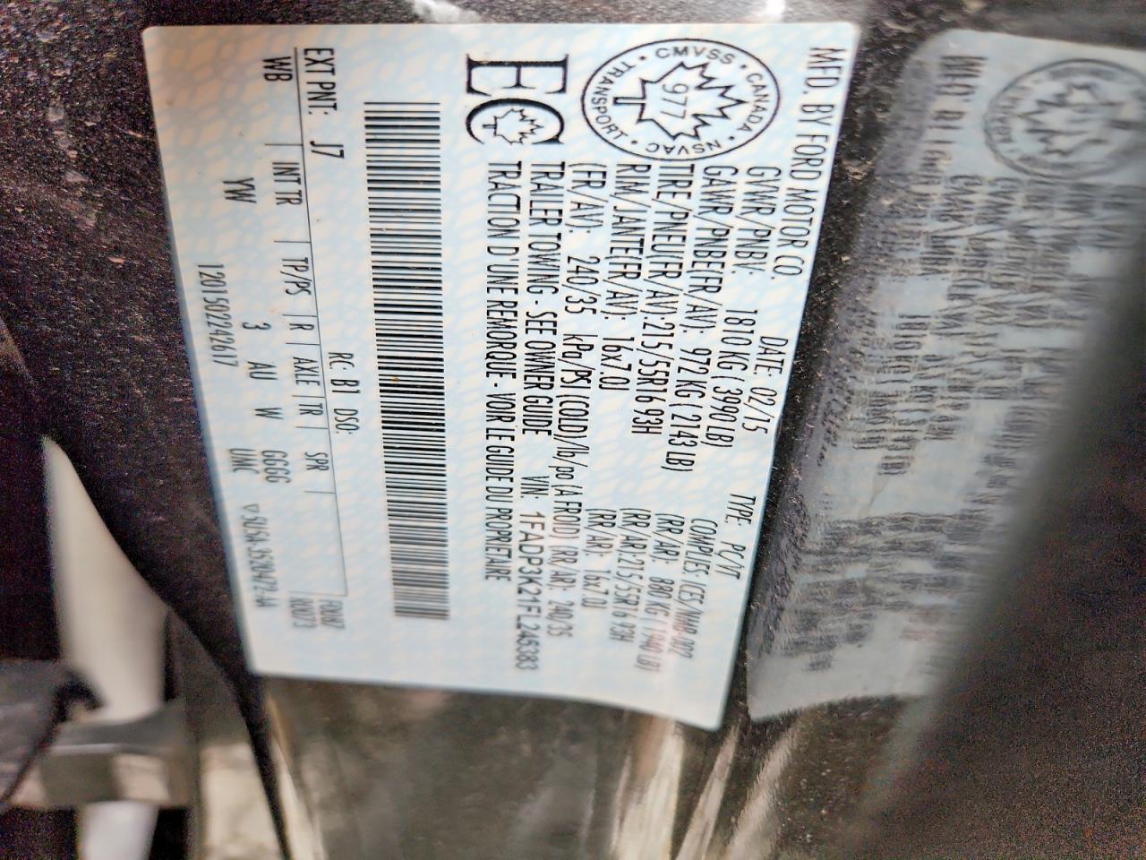 2015 Ford Focus VIN 1FADP3K21FL245383 photo 12