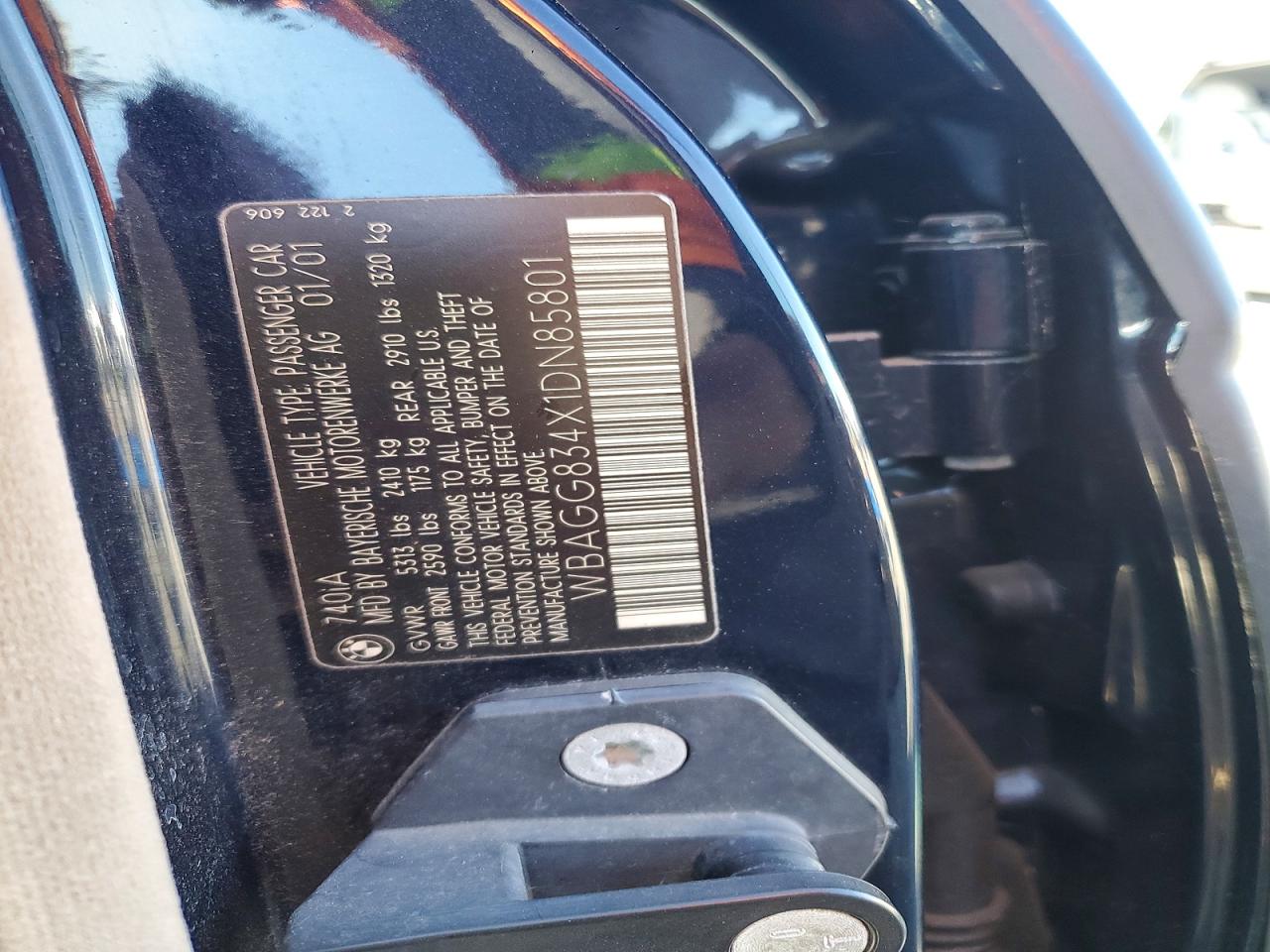 2001 BMW 7 series VIN WBAGG834X1DN85801 photo 12