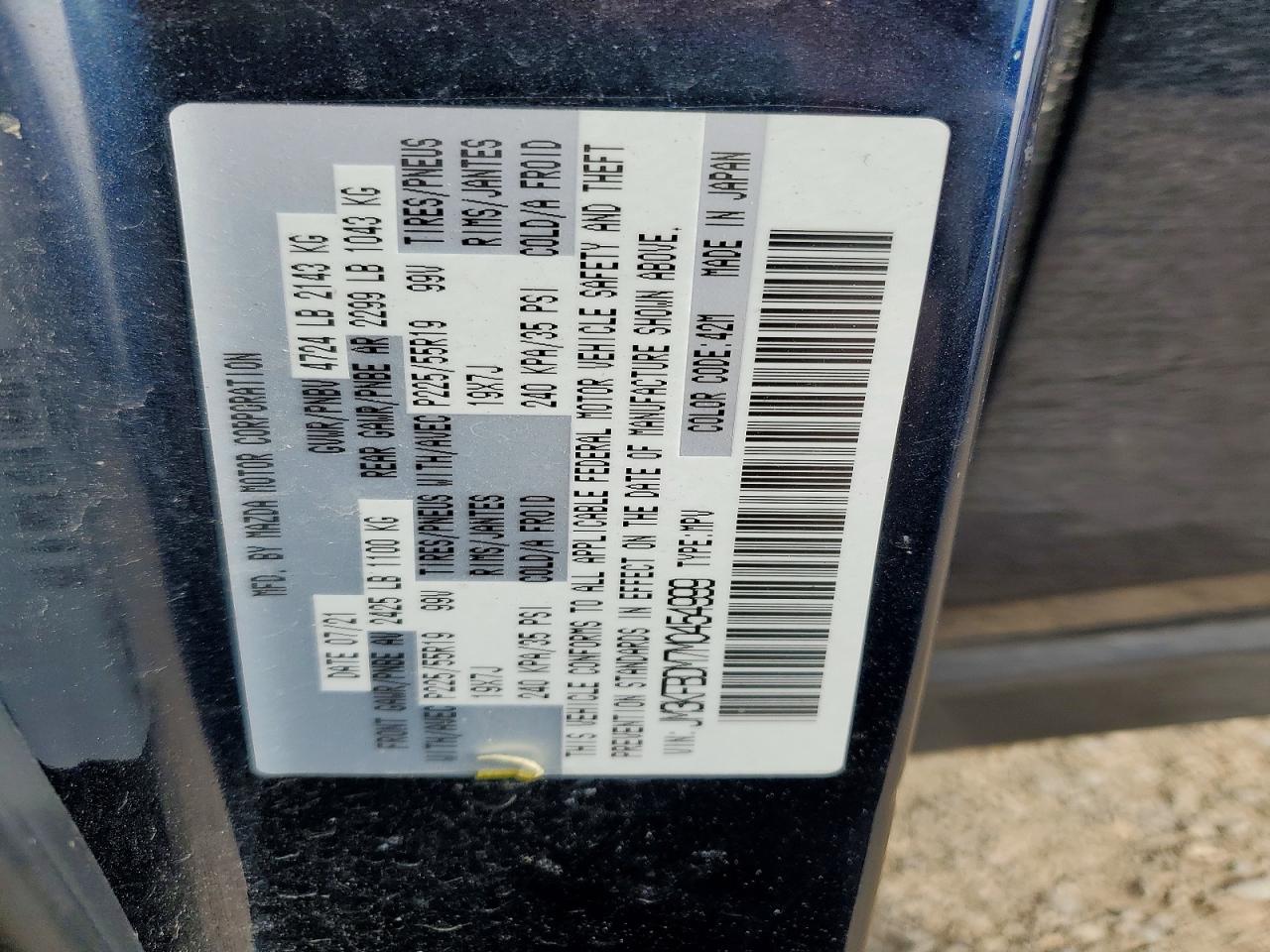 2021 Mazda Cx-5 VIN JM3KFBDM7M0454999 photo 12