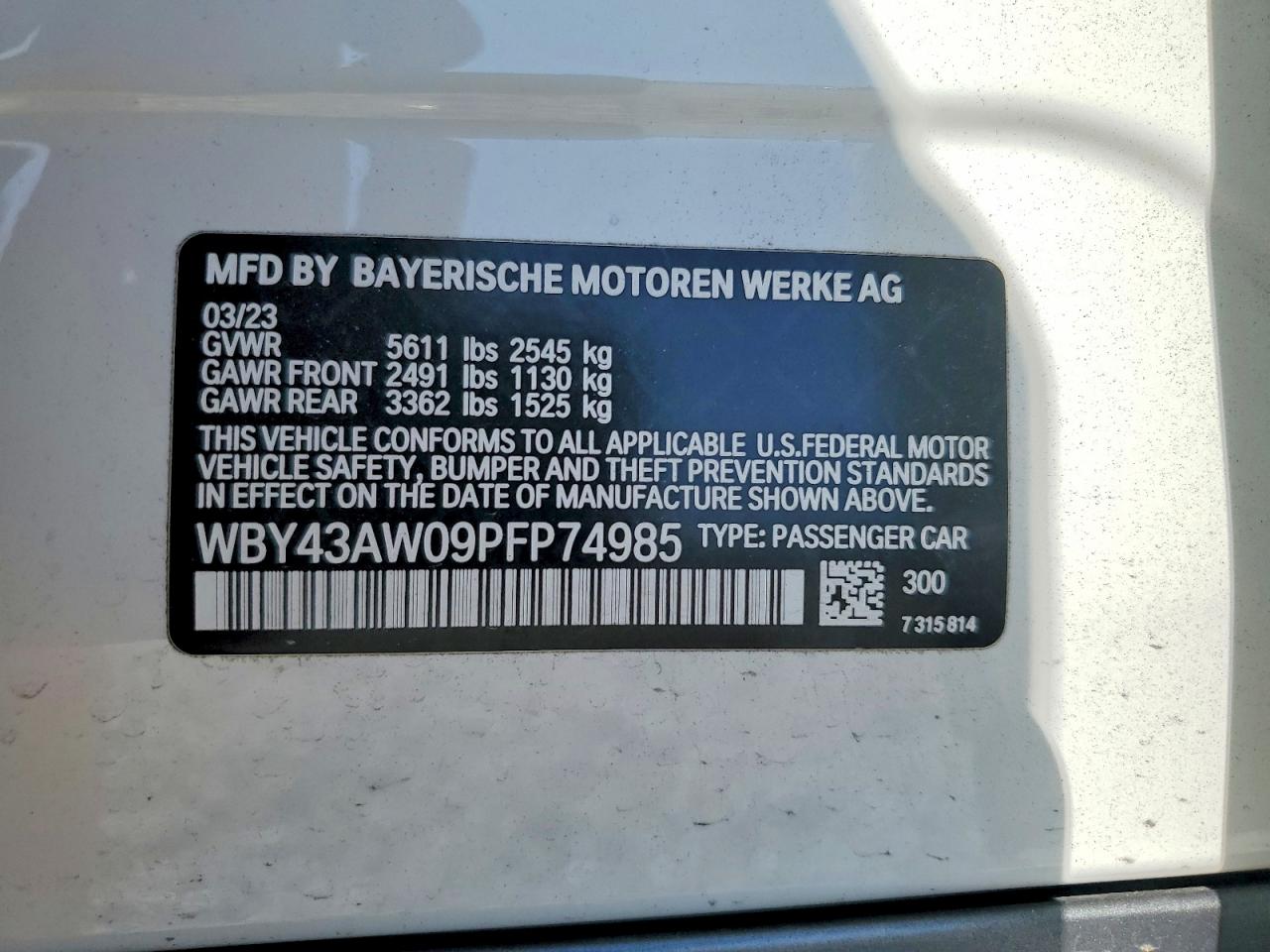 2023 BMW All other VIN WBY43AW09PFP74985 photo 12