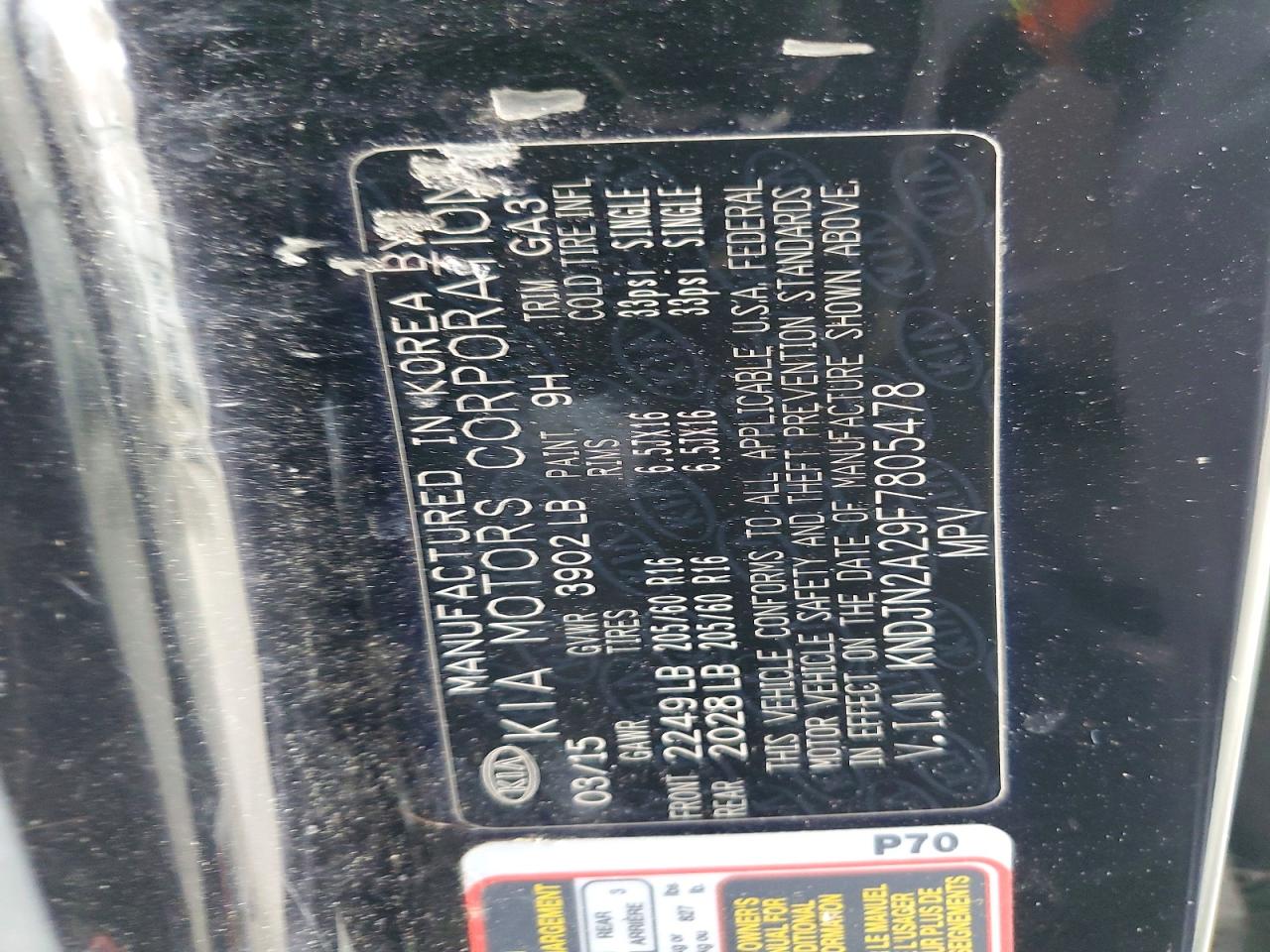 2015 KIA Soul base VIN KNDJN2A29F7805478 photo 12