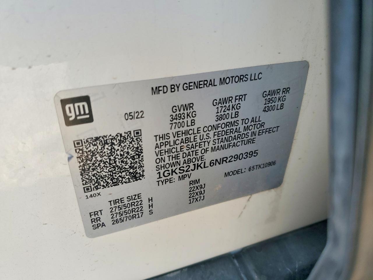 2022 GMC Yukon VIN 1GKS2JKL6NR290395 photo 12