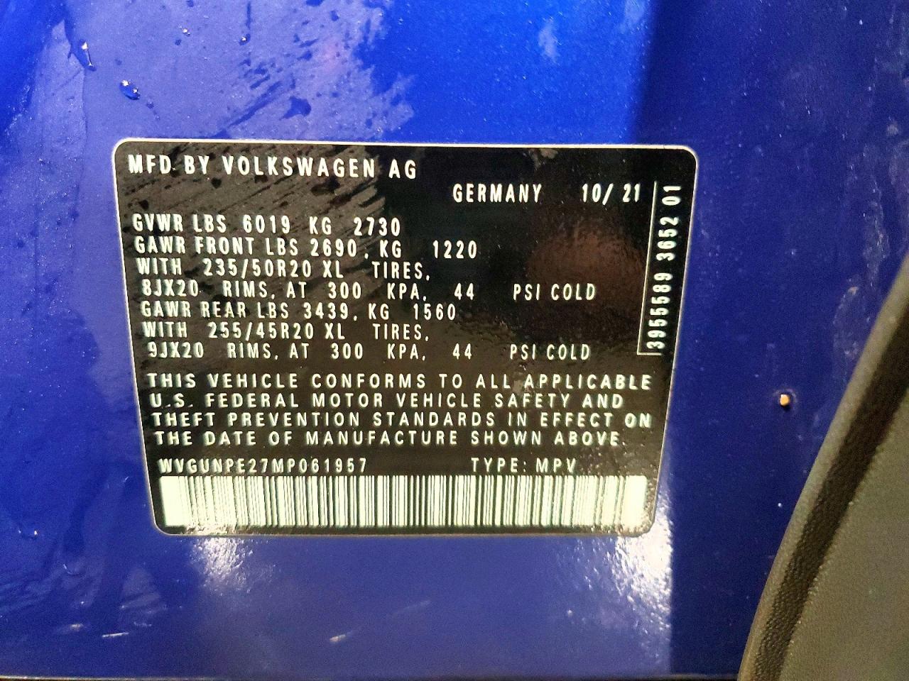 2021 Volkswagen All other VIN WVGUNPE27MP061957 photo 12