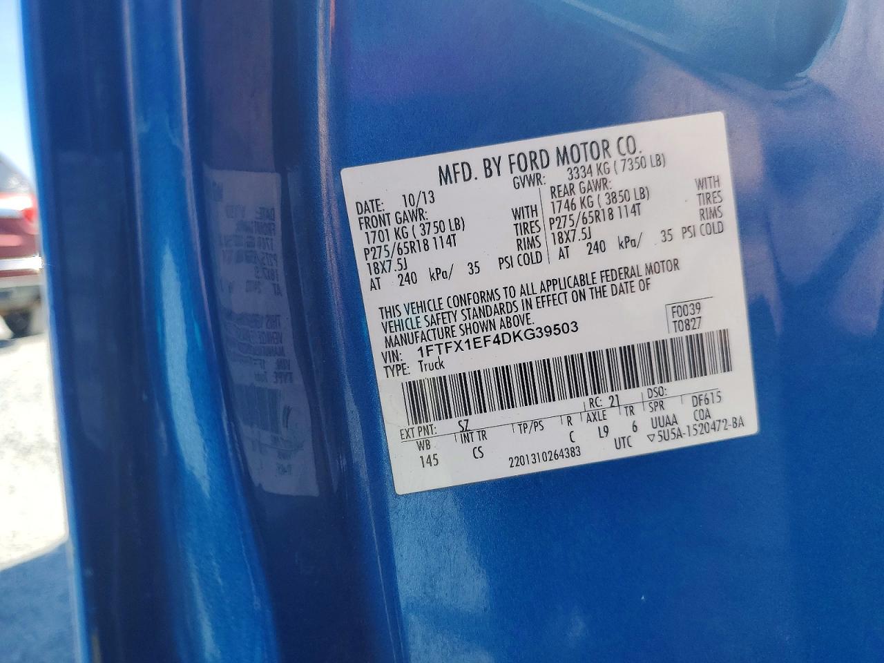 2013 Ford F150 VIN 1FTFX1EF4DKG39503 photo 12