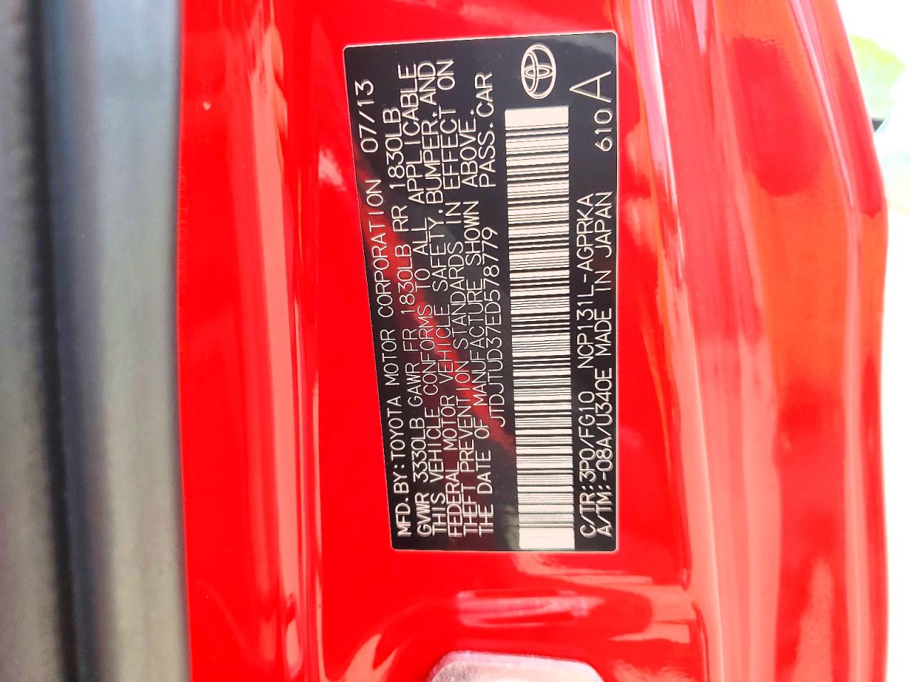 2014 Toyota Yaris VIN JTDJTUD37ED578779 photo 12