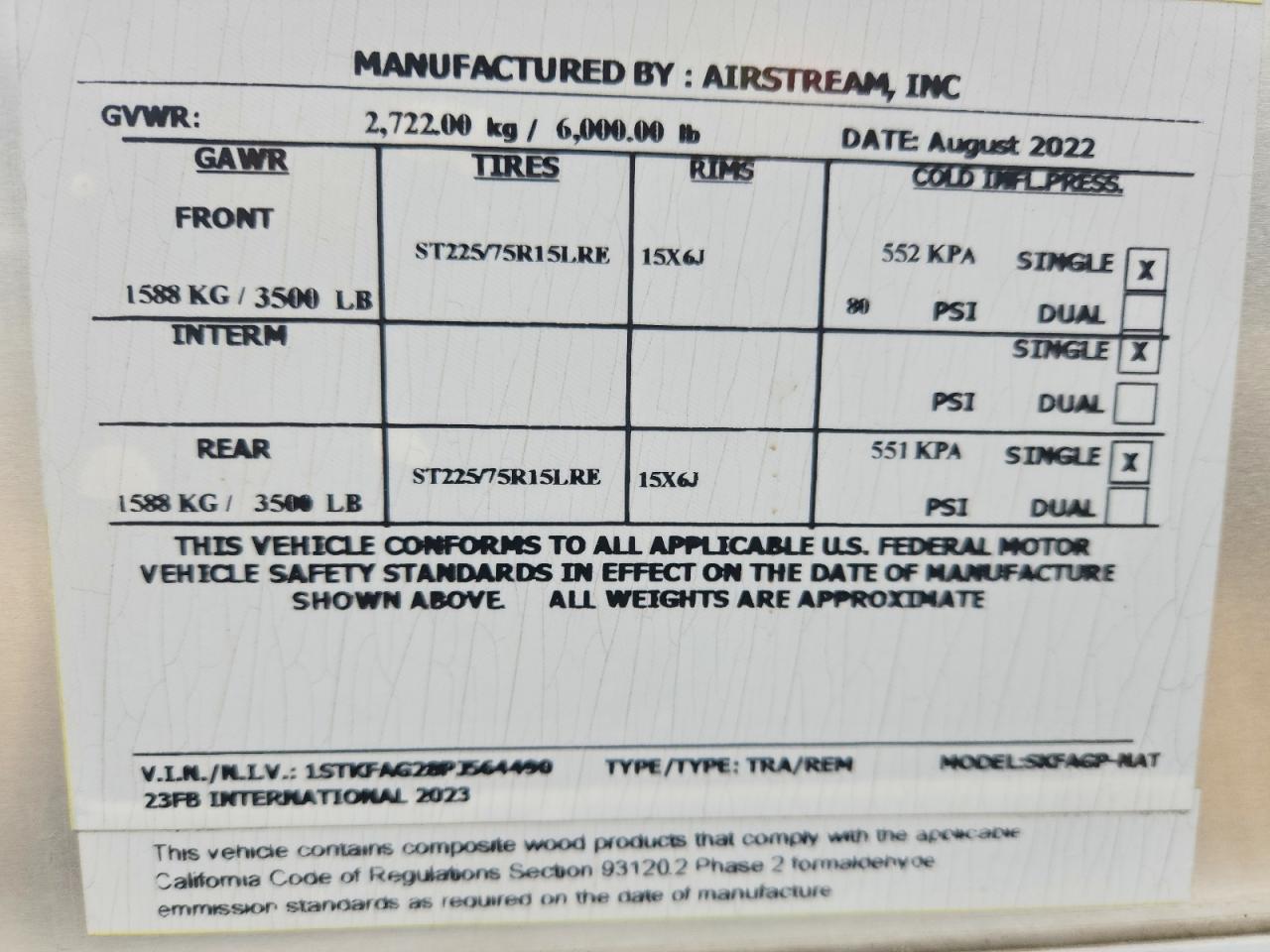 2023 AIRSTREAM Internatio VIN 1STKFAG28PJ564490 photo 10