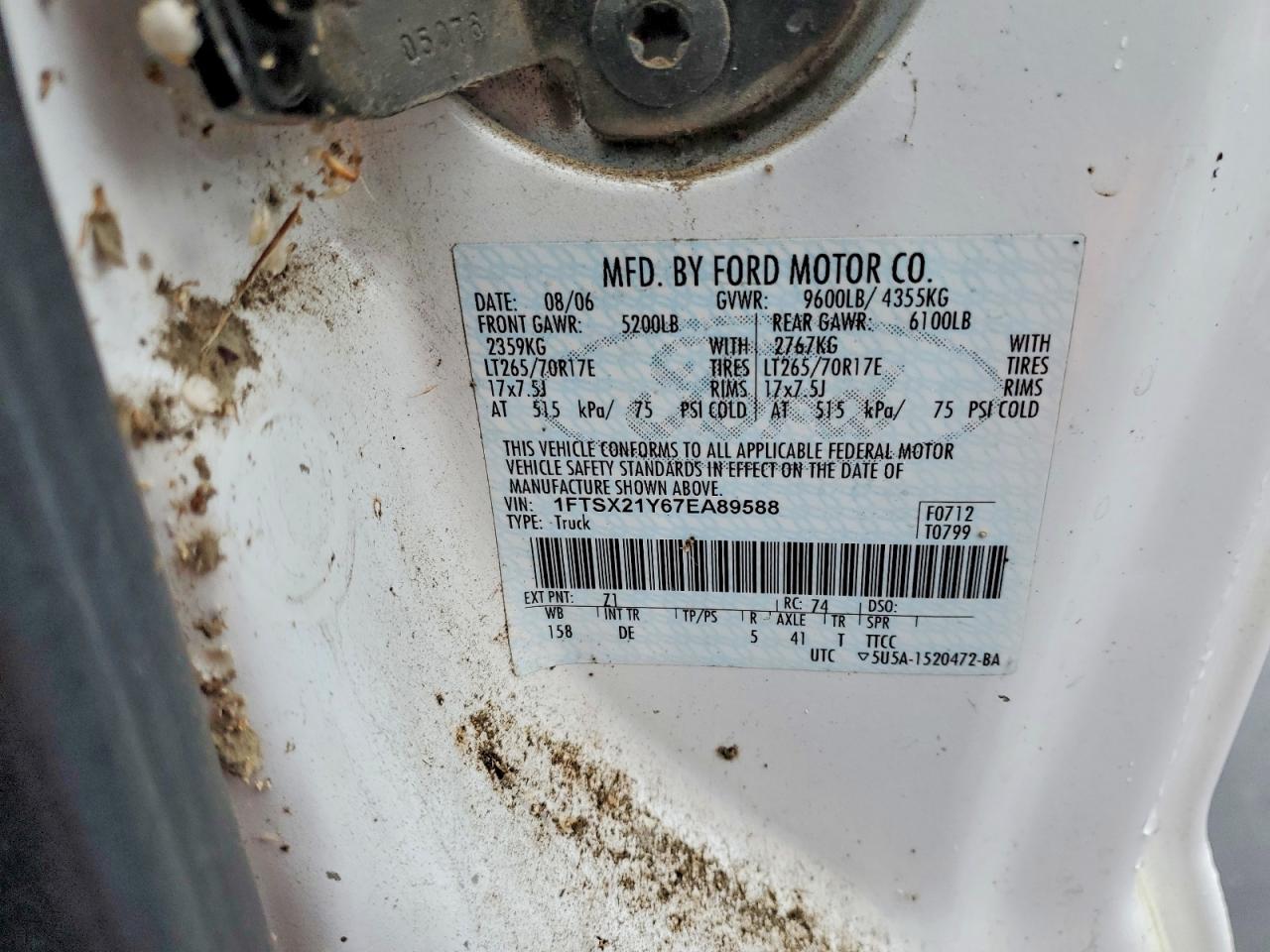2007 Ford F250 VIN 1FTSX21Y67EA89588 photo 12