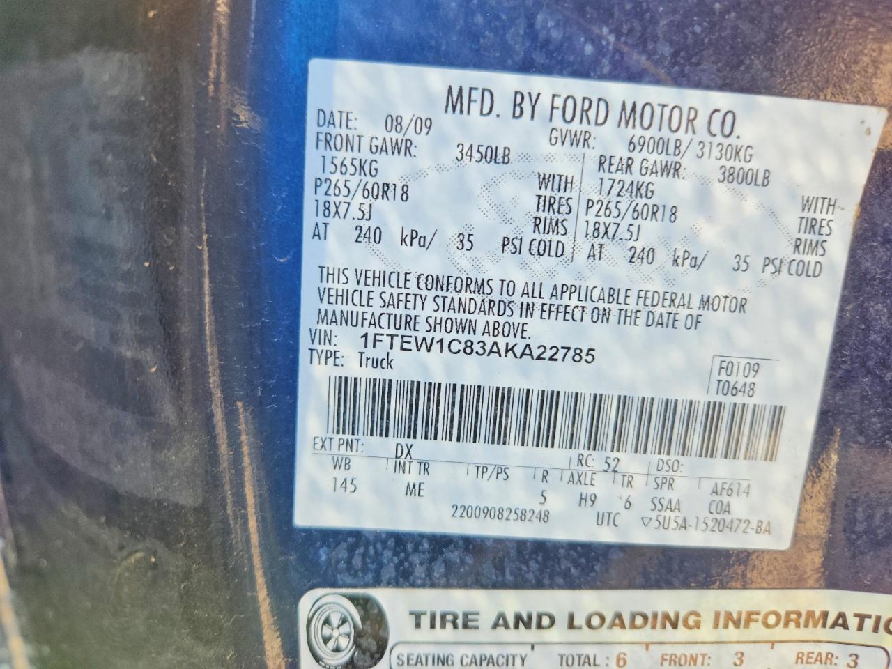 2010 Ford F150 VIN 1FTEW1C83AKA22785 photo 12