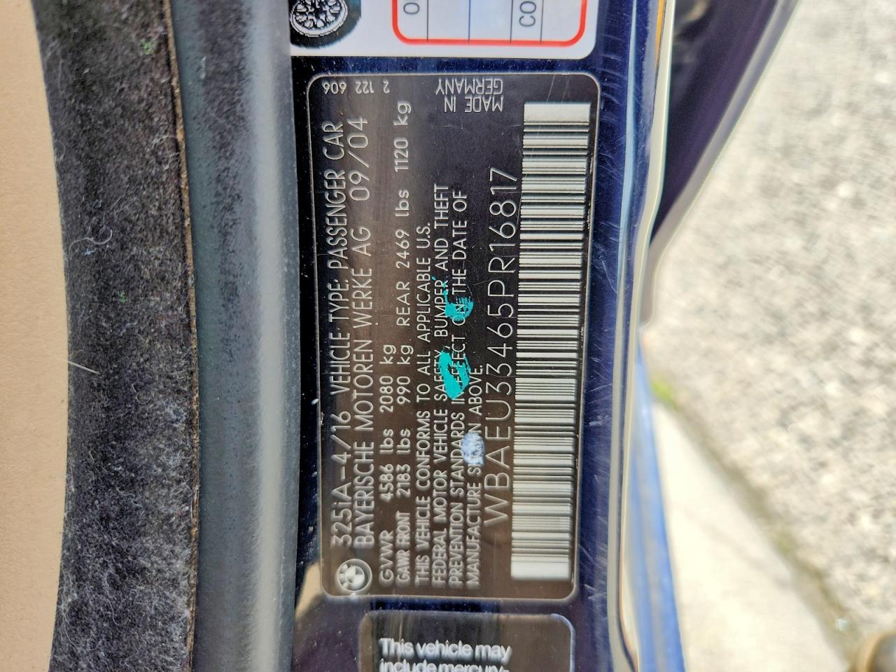 2005 BMW 3 series VIN WBAEU33465PR16817 photo 12