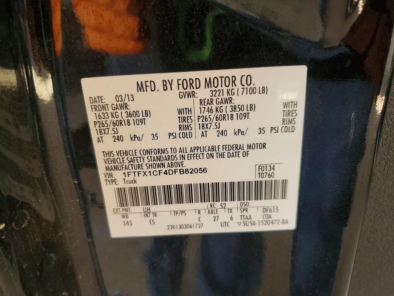 2013 Ford F150 VIN 1FTFX1CF4DFB82056 photo 12