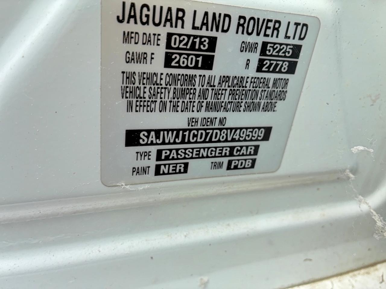 2013 Jaguar Xj VIN SAJWJ1CD7D8V49599 photo 10