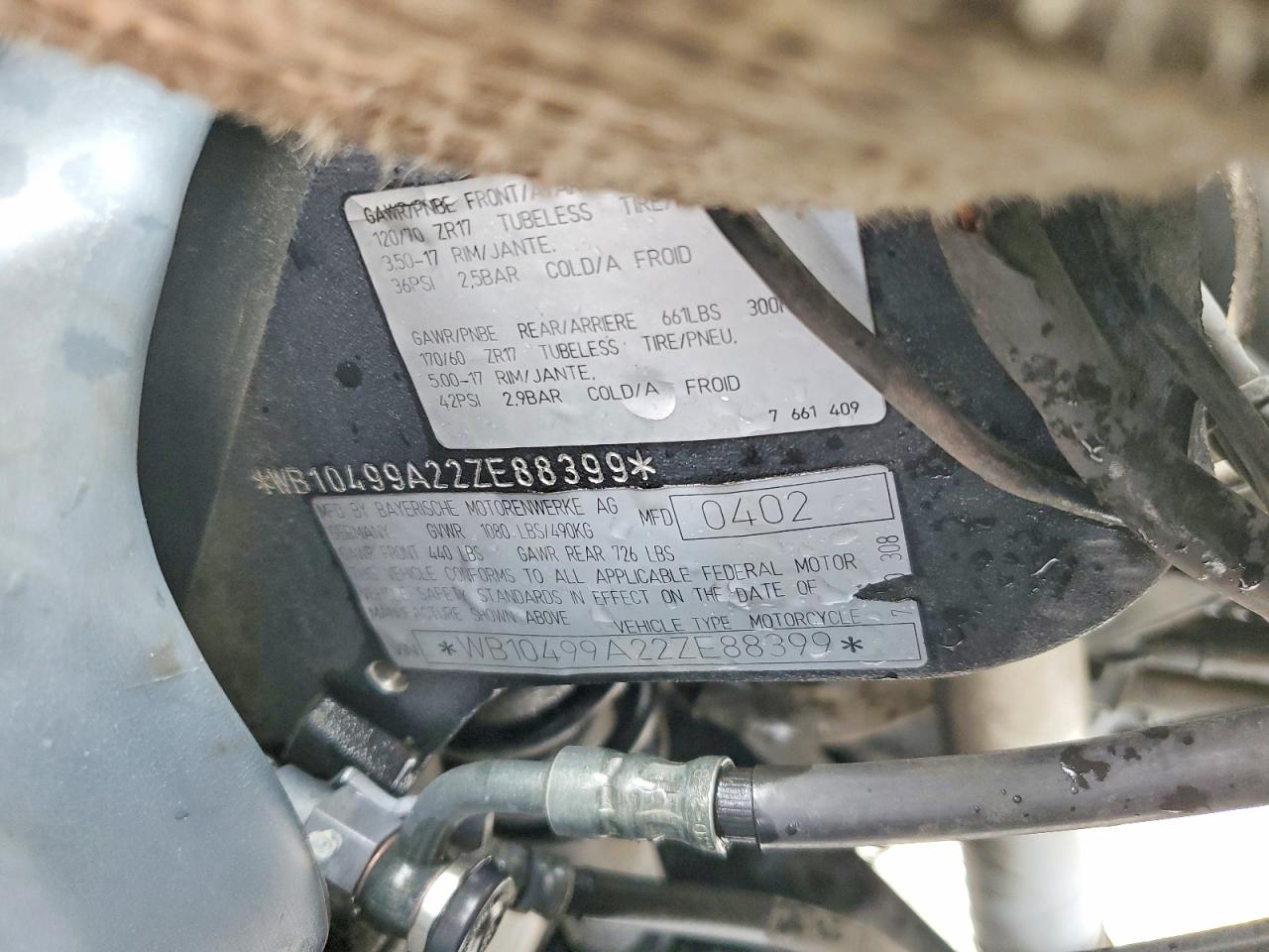 2002 BMW R VIN WB10499A22ZE88399 photo 9