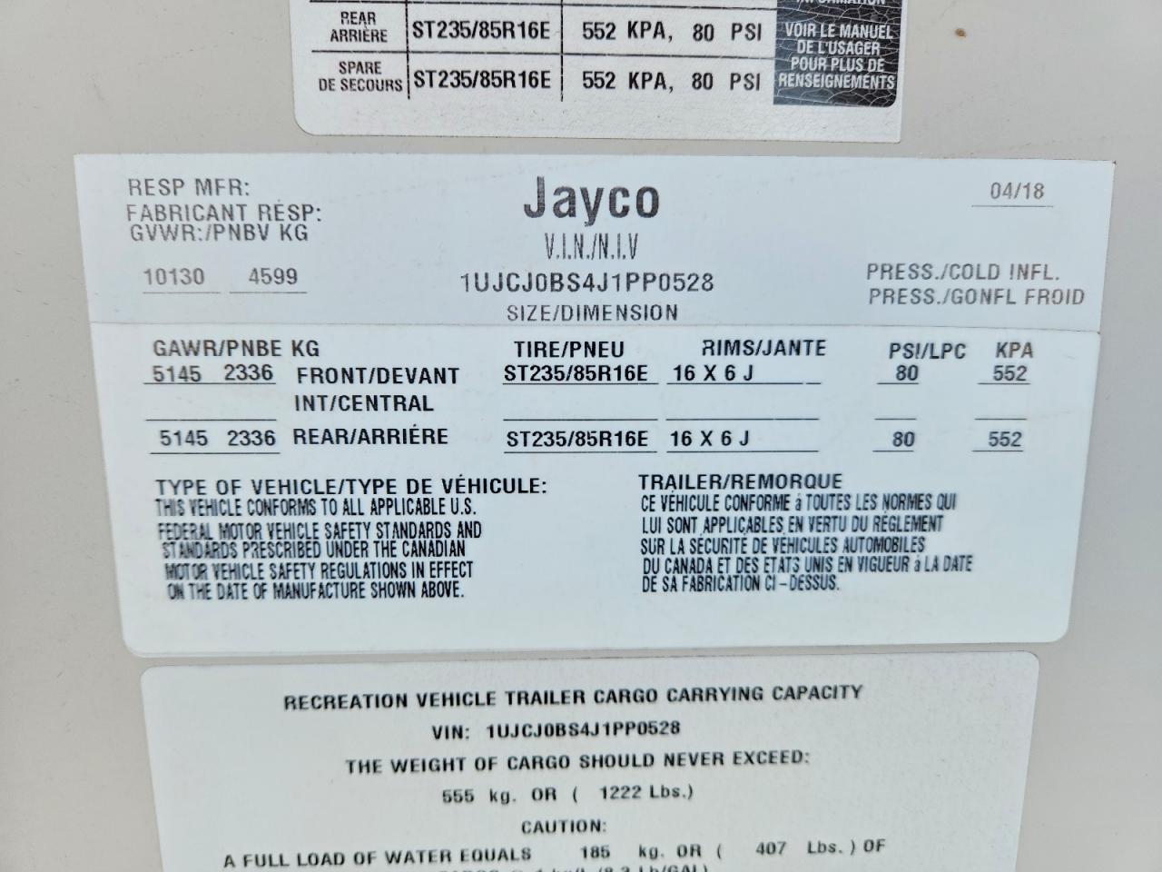 2018 JAYCO Eagle ht f VIN 1UJCJ0BS4J1PP0528 photo 10