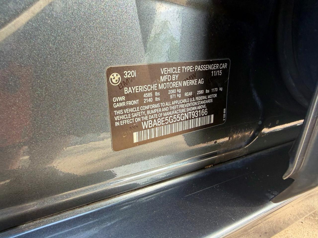2016 BMW 3 series VIN WBA8E5G55GNT93166 photo 10