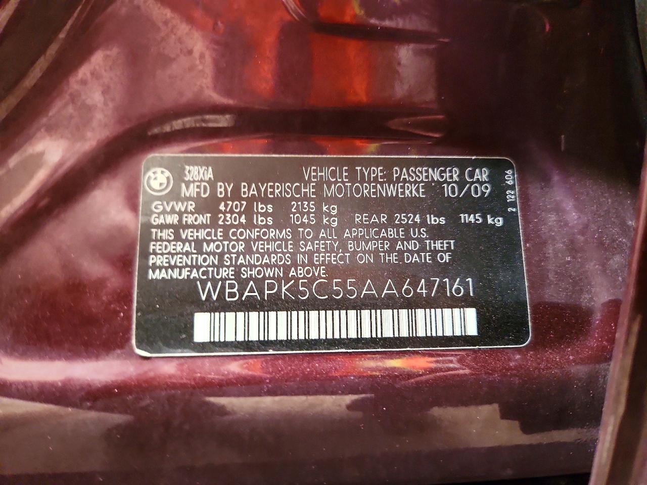 2010 BMW 3 series VIN WBAPK5C55AA647161 photo 12