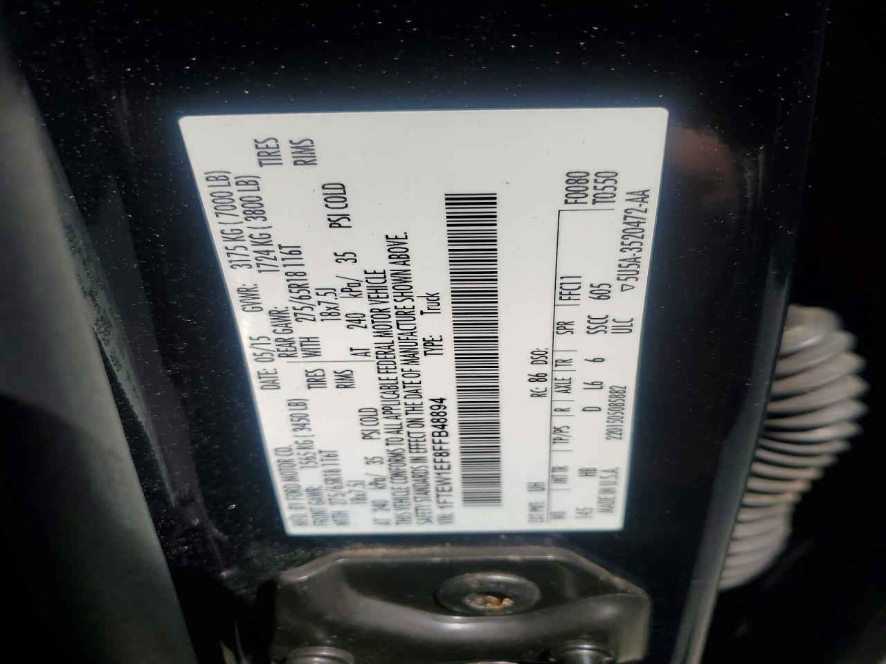 2015 Ford F150 VIN 1FTEW1EF8FFB48894 photo 12