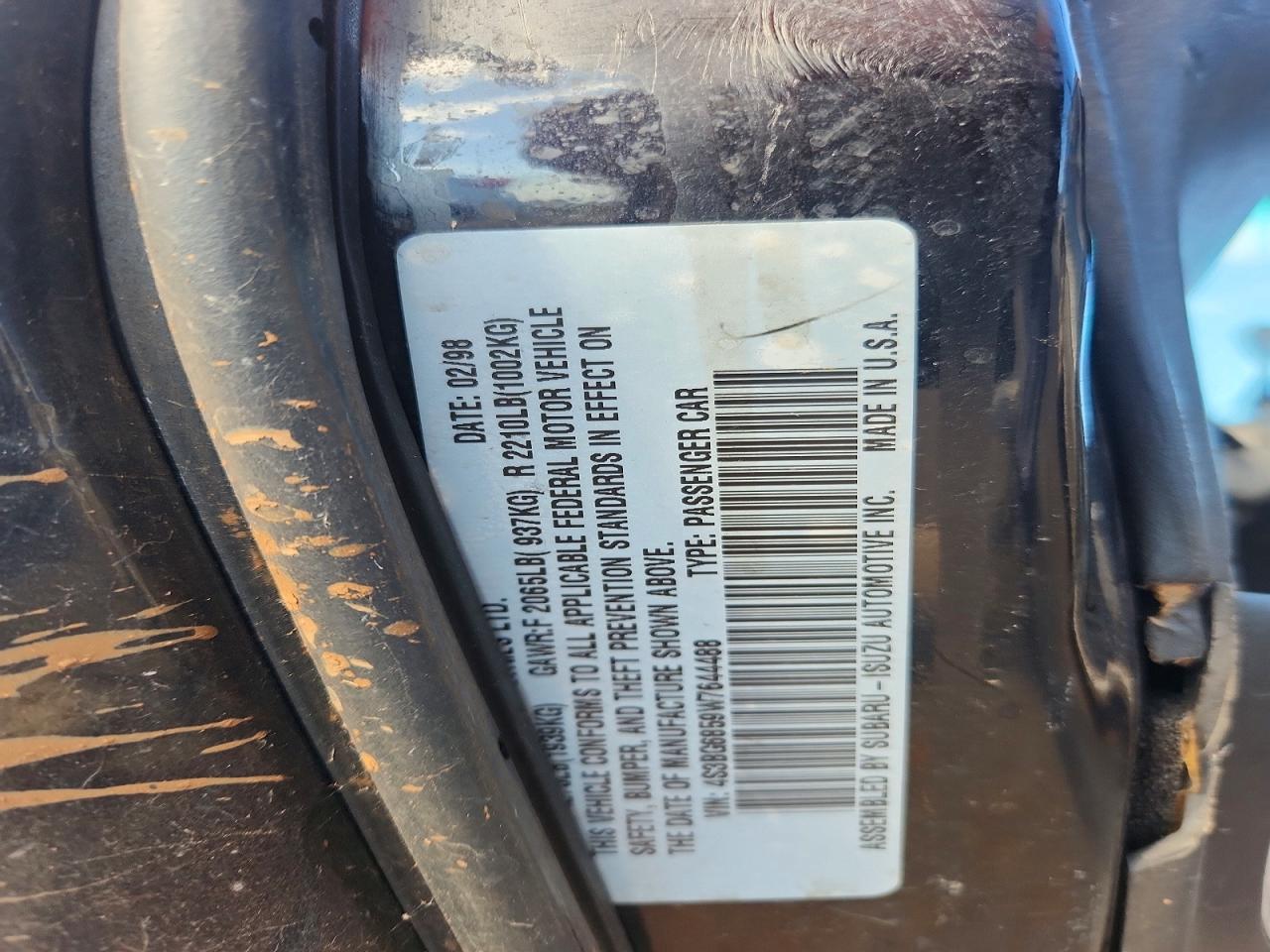 1998 Subaru LEGACY VIN 4S3BG6859W7644488 photo 12