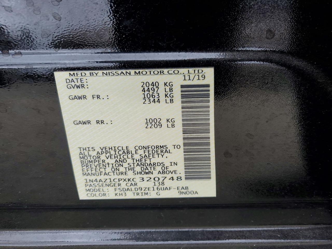 2019 Nissan Leaf VIN 1N4AZ1CPXKC320748 photo 12