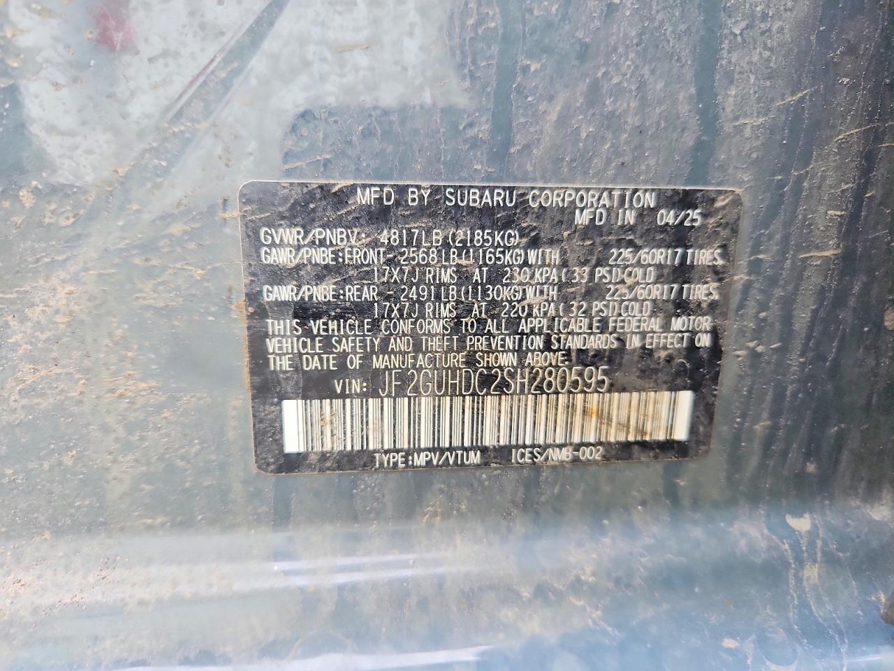 2025 Subaru Crosstrek VIN JF2GUHDC2SH280595 photo 12
