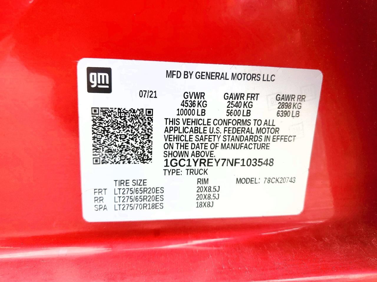2022 Chevrolet Silverado VIN 1GC1YREY7NF103548 photo 12