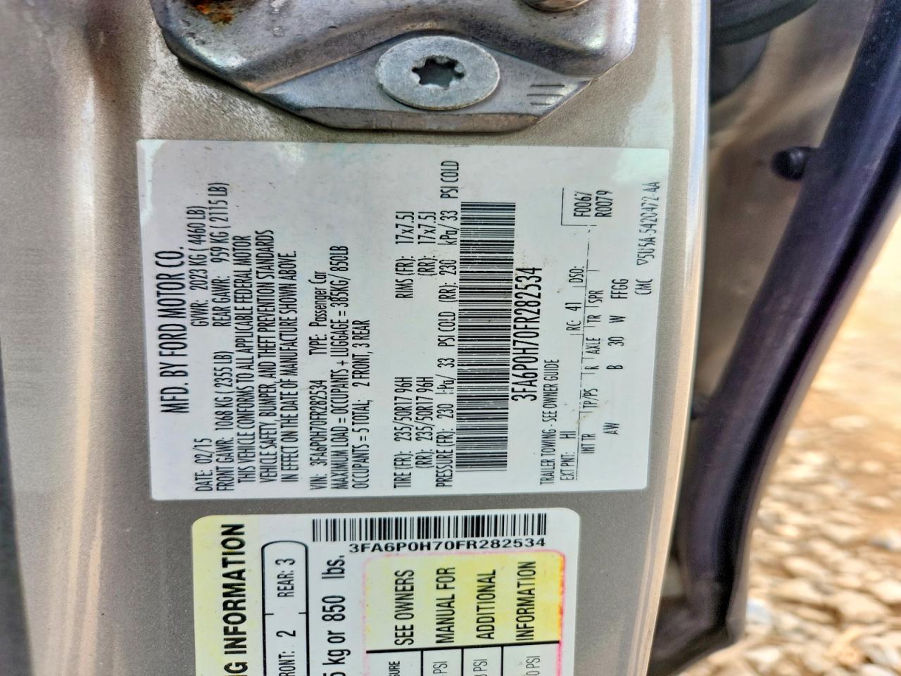 2015 FORD Fusion VIN 3FA6P0H70FR282534 photo 12