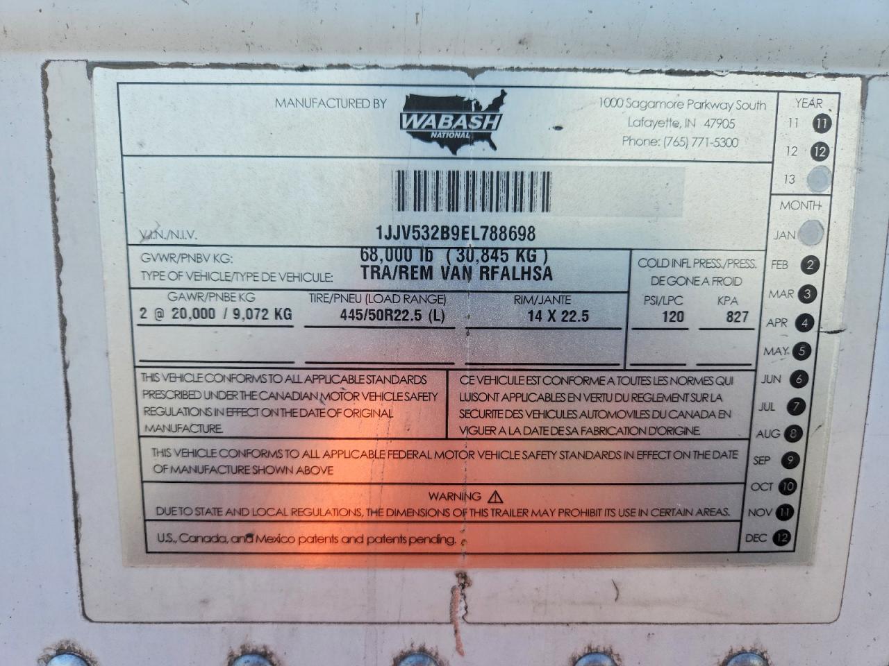 2014 WABASH Reefer trl VIN 1JJV532B9EL788698 photo 10