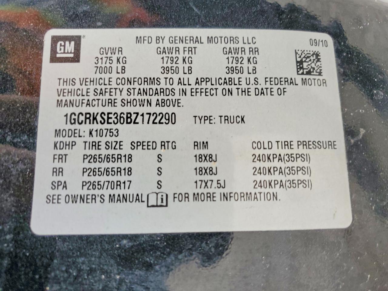 2011 CHEV Silverado VIN 1GCRKSE36BZ172290 photo 12