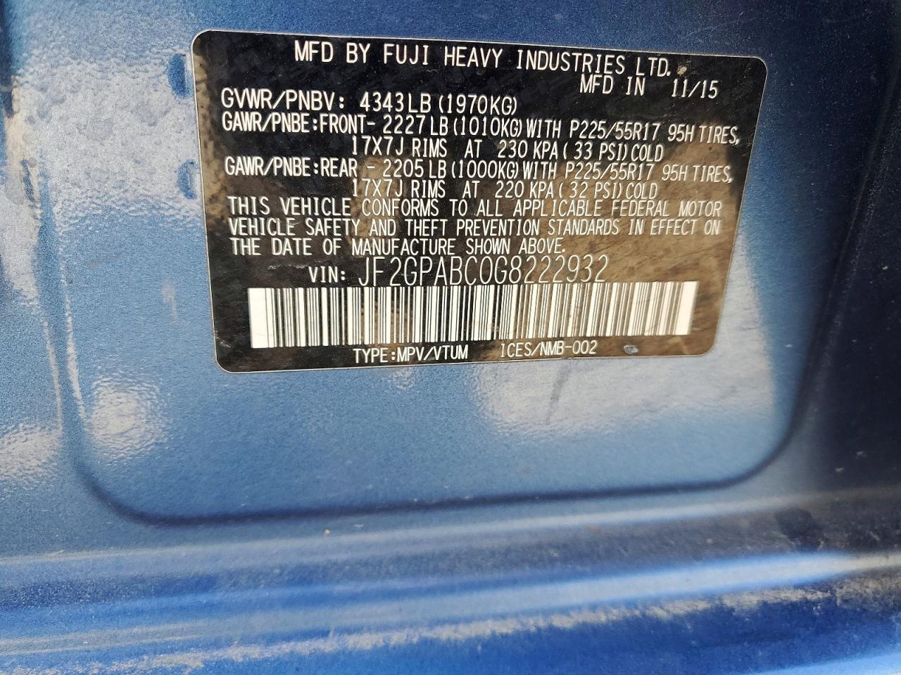 2016 Subaru Crosstrek VIN JF2GPABC0G8222932 photo 12