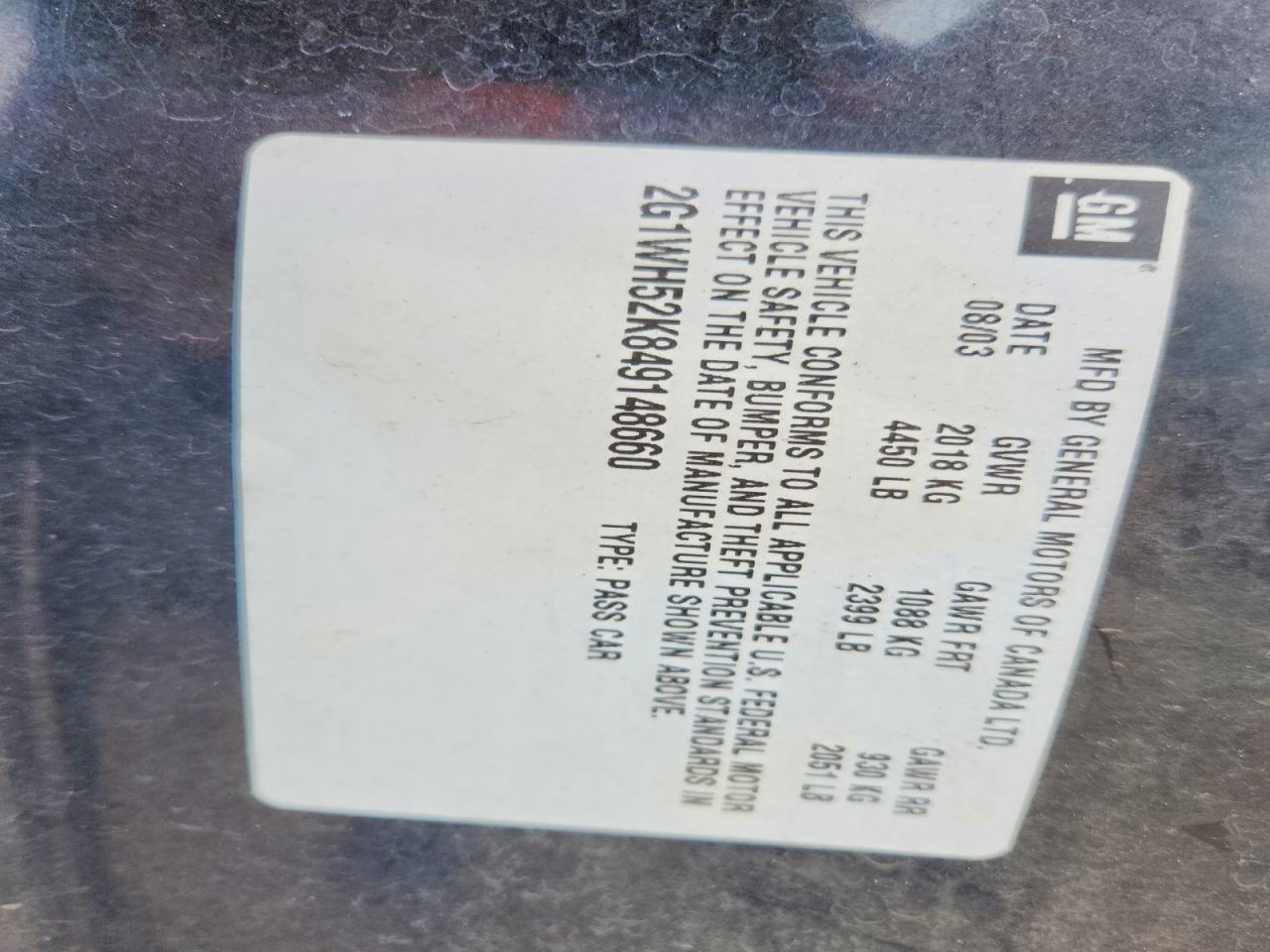 2004 Chevrolet Impala VIN 2G1WH52K849148660 photo 12