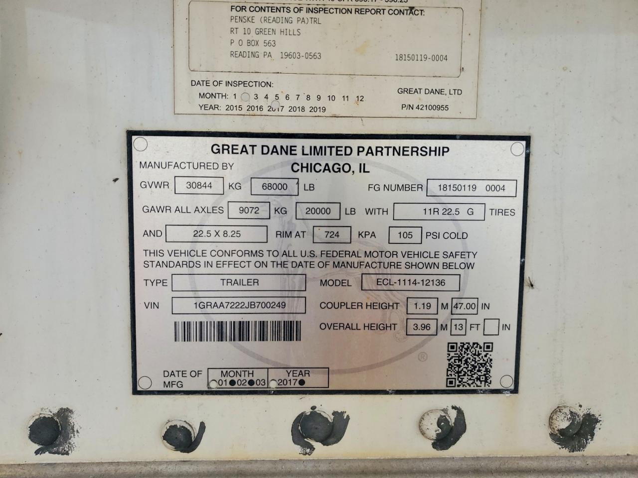 2018 GREAT Semitrlr VIN 1GRAA7222JB700249 photo 10