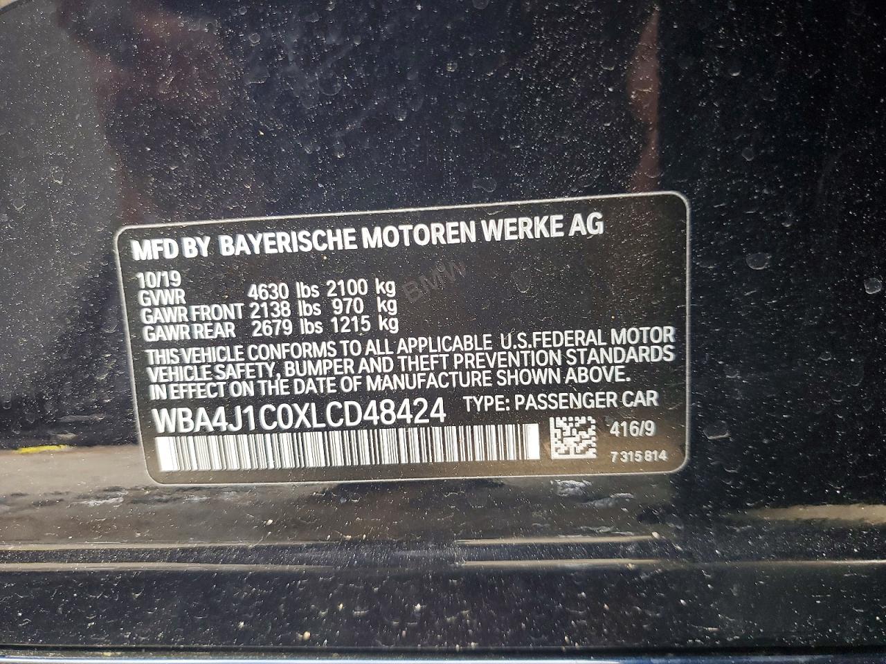 2020 BMW 4 series VIN WBA4J1C0XLCD48424 photo 12